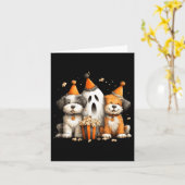 Halloween Honden Popcorn Feest Kaart (Gele Bloem)