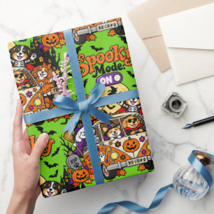 Halloween Honden Retro Busje Schattig Griezelen Gr Cadeaupapier