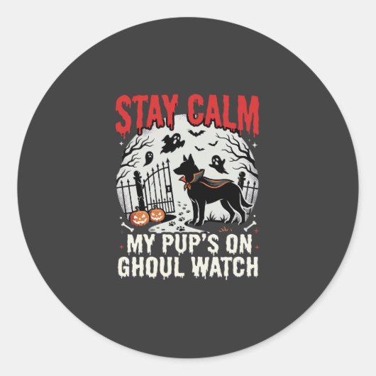 Halloween Honden Spook Klok Ronde Sticker (Voorkant)