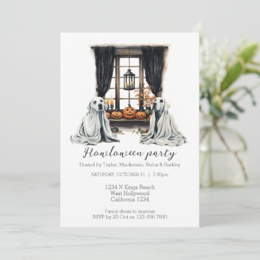 Halloween Honden Thema Party Howloween Fun Kaart (Staand voorkant)