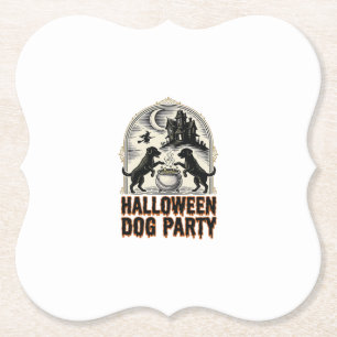 Halloween Hondenfeest Vintage Heksenketel Design_ Kartonnen Onderzetters