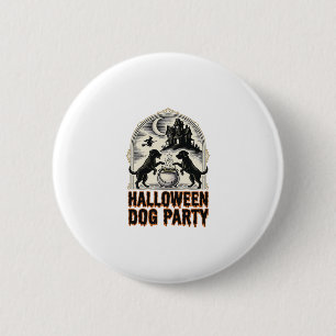 Halloween Hondenfeest Vintage Heksenketel Design_ Ronde Button 5,7 Cm