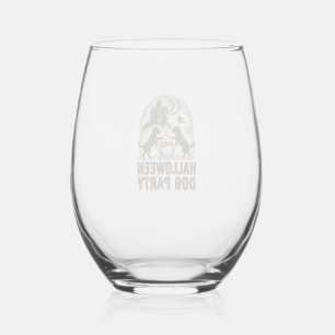Halloween Hondenfeest Vintage Heksenketel Design_ Wijnglas Zonder Voet