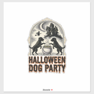 Halloween Hondenfeest Vintage Heksenketel Ontwerp_ Sticker