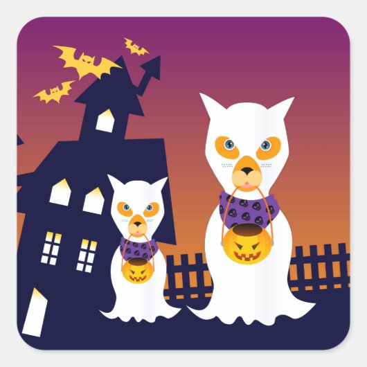 Halloween-hondengeesten Vierkante Sticker (Voorkant)