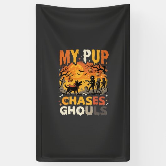 Halloween Hondenkerkhof Patrouille Spandoek (Verticaal)