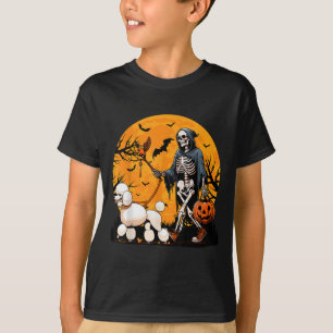 Halloween Hondenskelet Leidt Hond Halloween Poodle T-shirt