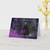 Halloween - HondsMaanlicht - Zwart Labrador Kaart (Gele Bloem)