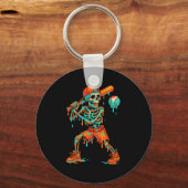 Halloween-honkbal skelet ijsdruppel honkbal sleutelhanger (Voorkant)