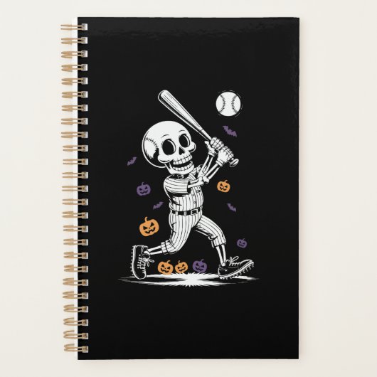 Halloween-honkbal skelet slaat planner (Voorkant)