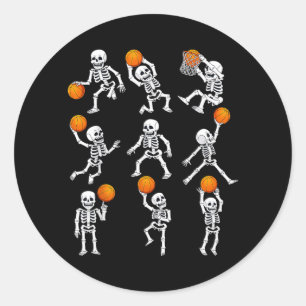Halloween-honkbal skeletten koffie winkel Dribble Ronde Sticker