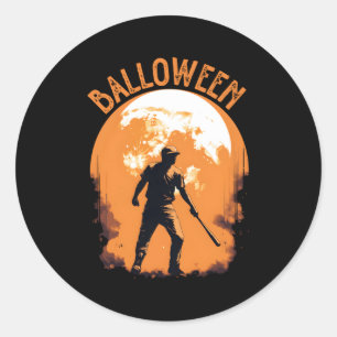 Halloween Honkbal Speler Trick or treat Ronde Sticker