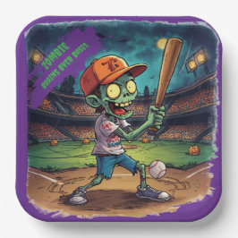 Halloween-honkbal, Zombie, Hersenen boven honken  Papieren Bordje
