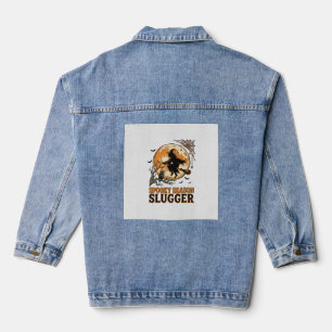 Halloween-honkbalheks- vintage-gravure-shirt_1 denim jacket