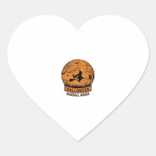 Halloween Honkbalk Maker Vliegende Heks Houten Maa Hart Sticker