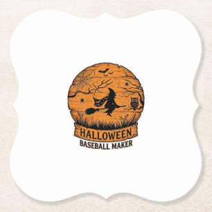 Halloween Honkbalk Maker Vliegende Heks Houten Maa Kartonnen Onderzetters