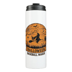 Halloween Honkbalk Maker Vliegende Heks Houten Maa Thermosbeker
