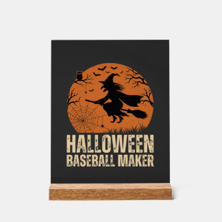 Halloween-honkbalmaker Vintage Heks Grafisch Acryl Bord