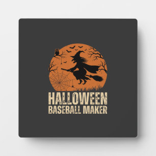 Halloween-honkbalmaker Vintage Heks Grafisch Fotoplaat