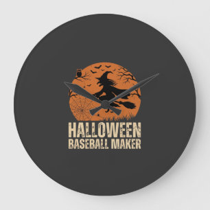 Halloween-honkbalmaker Vintage Heks Grafisch Grote Klok