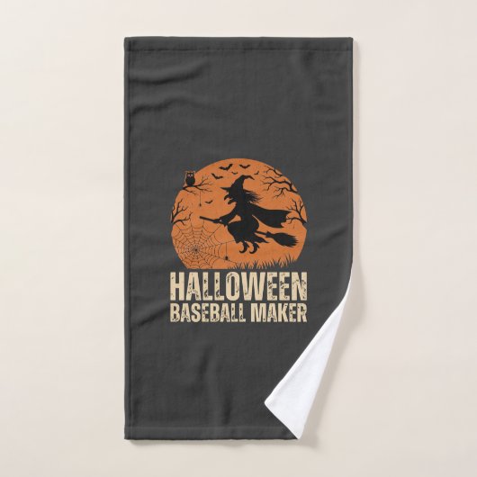 Halloween-honkbalmaker Vintage Heks Grafisch Handdoek (Handdoek)