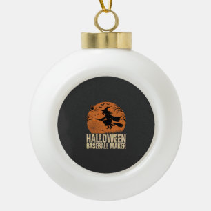 Halloween-honkbalmaker Vintage Heks Grafisch Keramische Bal Ornament