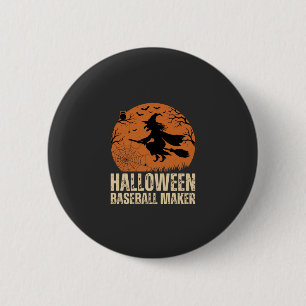 Halloween-honkbalmaker Vintage Heks Grafisch Ronde Button 5,7 Cm