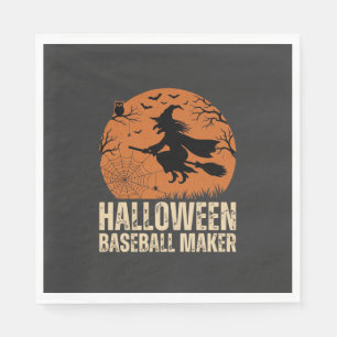 Halloween-honkbalmaker Vintage Heks Grafisch Servet