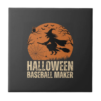 Halloween-honkbalmaker Vintage Heks Grafisch Tegeltje