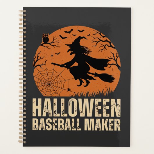 Halloween-honkbalmaker Vintage Heksengrafiek Planner (Voorkant)