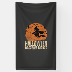 Halloween-honkbalmaker Vintage Heksengrafiek Spandoek