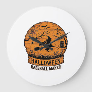 Halloween Honkbalsportmaker Vliegende Heks Houten Grote Klok