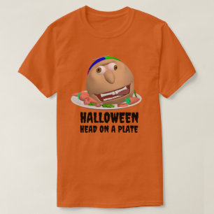 Halloween Hoofd op een Bord met tekst Johnny T-shi T-shirt