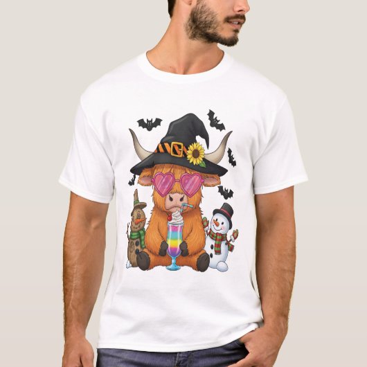 Halloween Hoogland Koe (2) T-shirt (Voorkant)