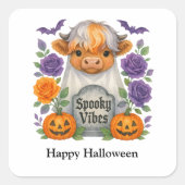 Halloween Hoogland Koe Geesten Cute Persoonlijk Vierkante Sticker (Voorkant)