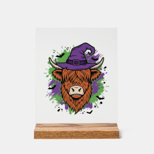 Halloween Hoogland Koe Heksenhoed Vintage Vector_1 Acryl Bord