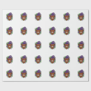Halloween Hoogland Koe Heksenhoed Vintage Vector_1 Cadeaupapier