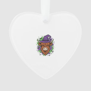 Halloween Hoogland Koe Heksenhoed Vintage Vector_1 Ornament