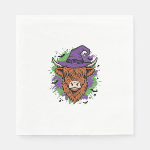 Halloween Hoogland Koe Heksenhoed Vintage Vector_1 Servet