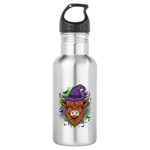 Halloween Hoogland Koe Heksenhoed Vintage Vector_1 Waterfles