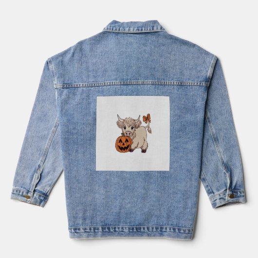 Halloween Hoogland Koe Pompoen Denim Jacket (Achterkant)