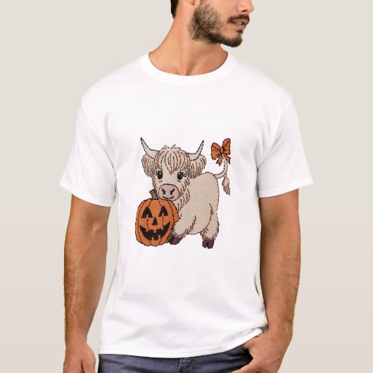Halloween Hoogland Koe Pompoen T-shirt (Voorkant)