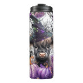 Halloween Hoogland Koe Thermos Bekerglas Thermosbeker (Voorkant)