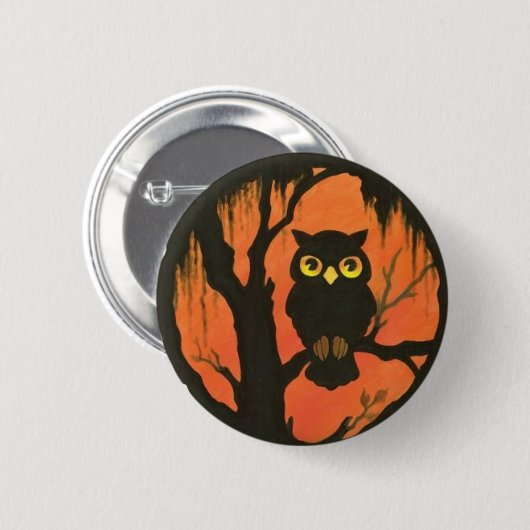  Halloween Hoot Owl Round Button (Voorkant /achterkant)