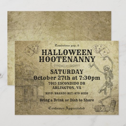 Halloween Hootenanny Wild West Party Uitnodigingen (Voorkant / Achterkant)