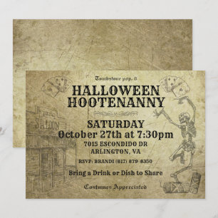 Halloween Hootenanny Wild West Party Uitnodigingen
