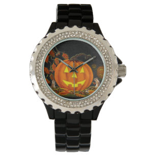 Halloween, horloge, Jack-O-Lanterns, chipmunks, he Horloge