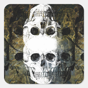 Halloween Horror - 3 Schedels Graffiti Burst Vierkante Sticker