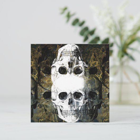 Halloween Horror - 3 Skulls Graffiti Burst Kaart (Staand voorkant)