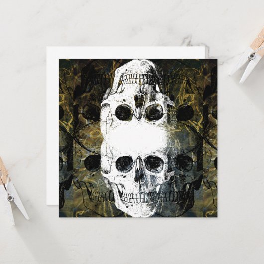 Halloween Horror - 3 Skulls Graffiti Burst Kaart (Voorkant / Achterkant in situ)